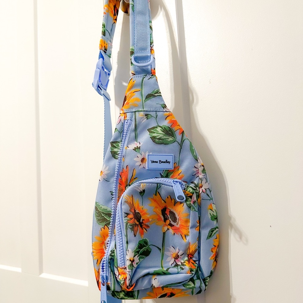 Vera Bradley Blue Floral Sunflower Women's Crossbody Bag / Fanny Pack